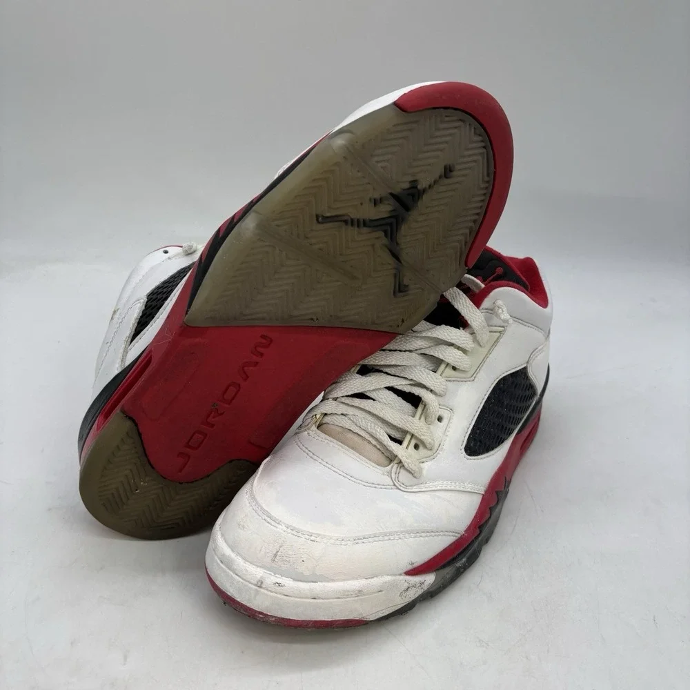 Air Jordan 5 Retro 2016 Low Fire Red Shoes Mens 9 Lace Up White Sneaker Sports